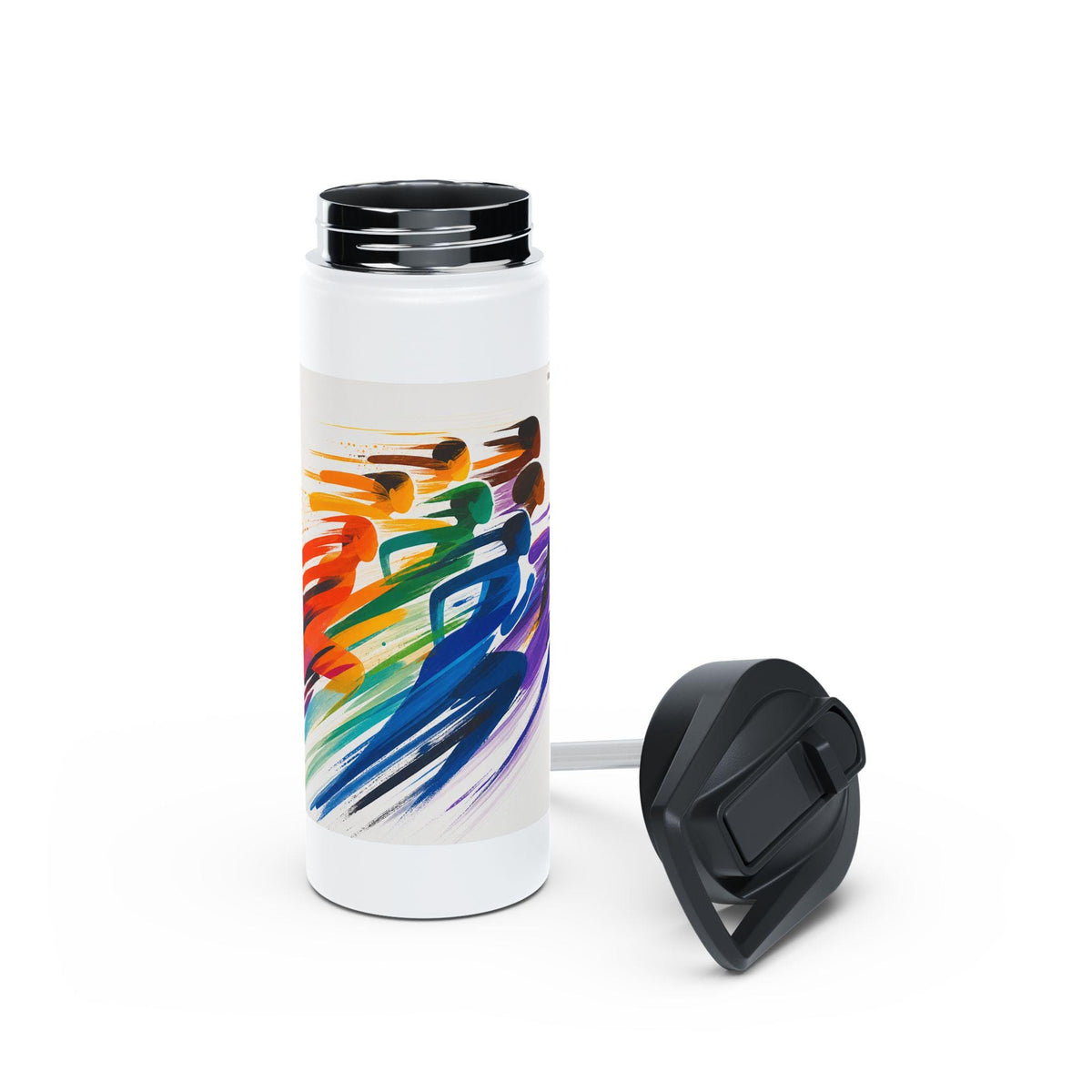 Rainbow Running Silhouette Stainless Steel Water Bottle | Sport Hydration