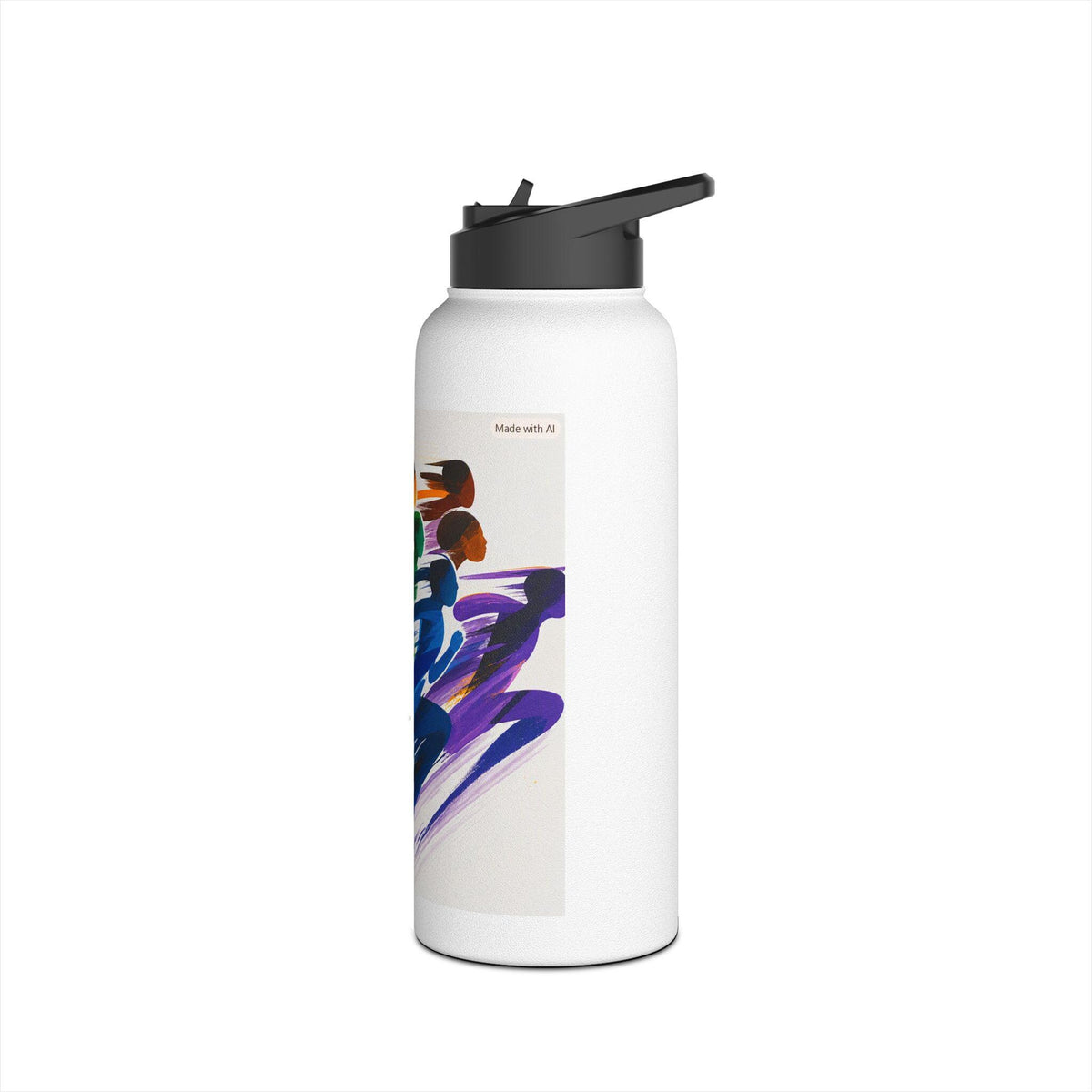 Rainbow Running Silhouette Stainless Steel Water Bottle | Sport Hydration