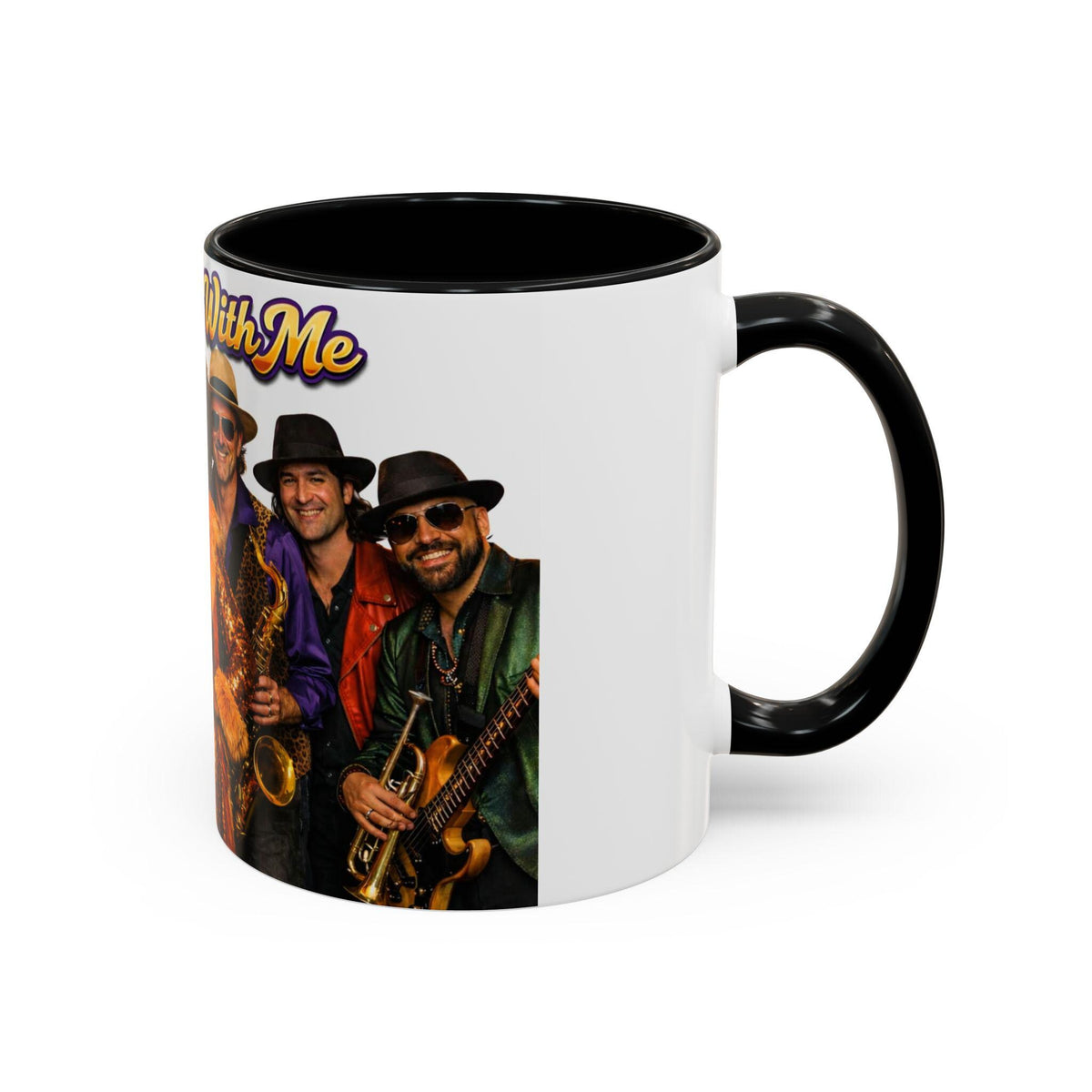 Come Funk With Me Mug | Funk Band Retro Design, Accent Black Handle