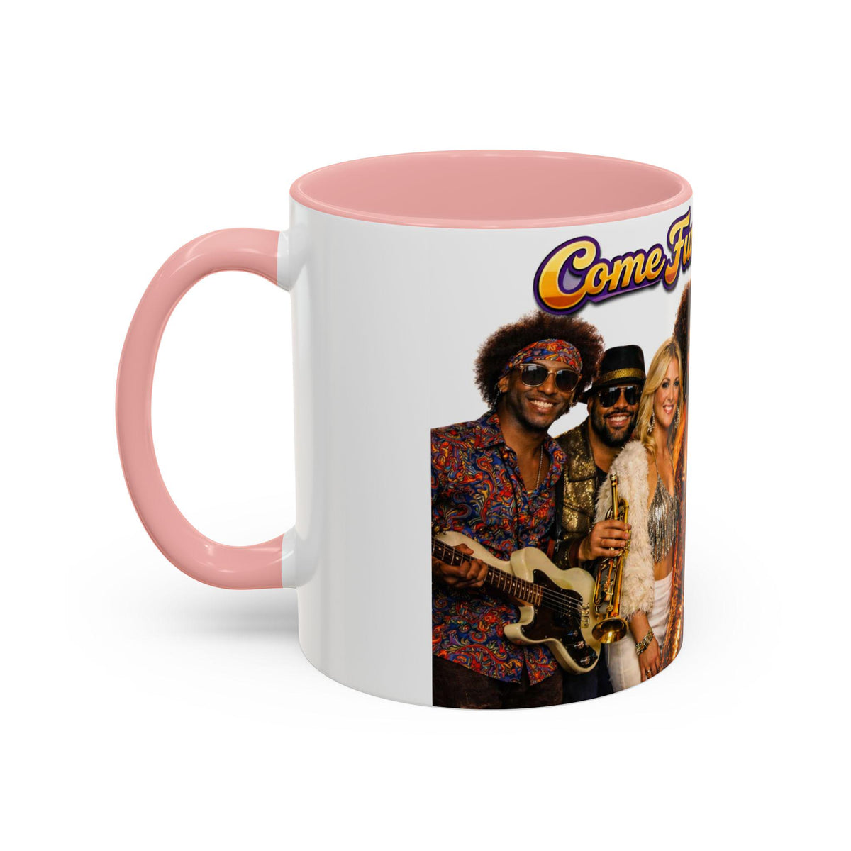 Come Funk With Me Mug | Funk Band Retro Design, Accent Black Handle