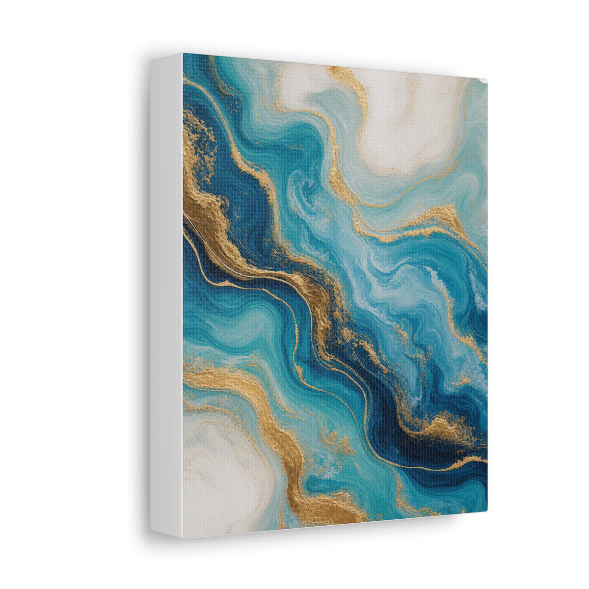 Blue Gold Agate Canvas Print: Abstract Marble Wall Art (Indoor Use)