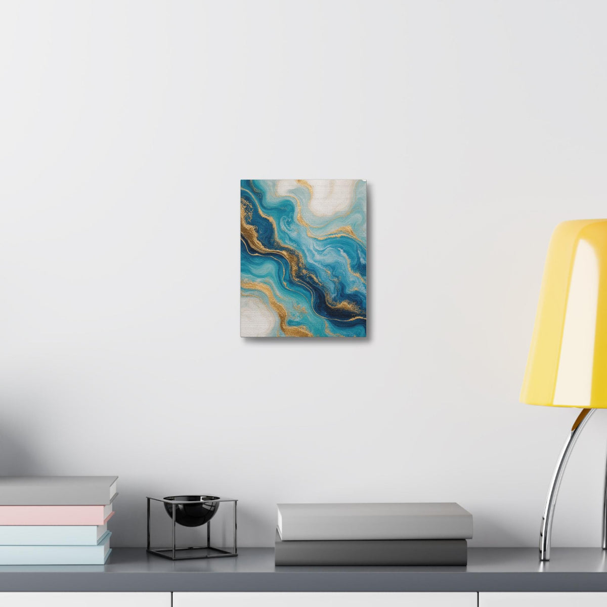 Blue Gold Agate Canvas Print: Abstract Marble Wall Art (Indoor Use)