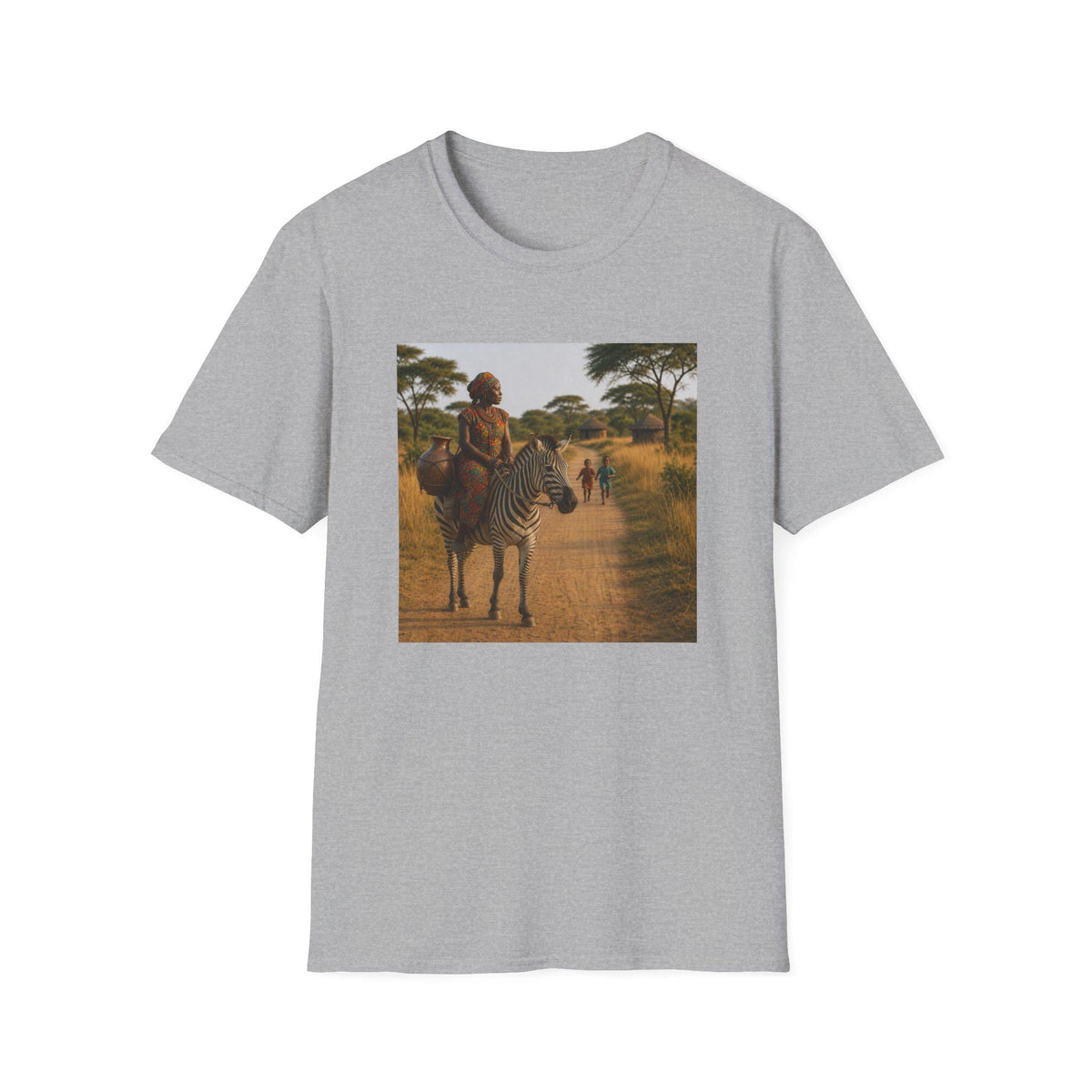African Safari Scene T-Shirt | Zebra Rider Landscape Print