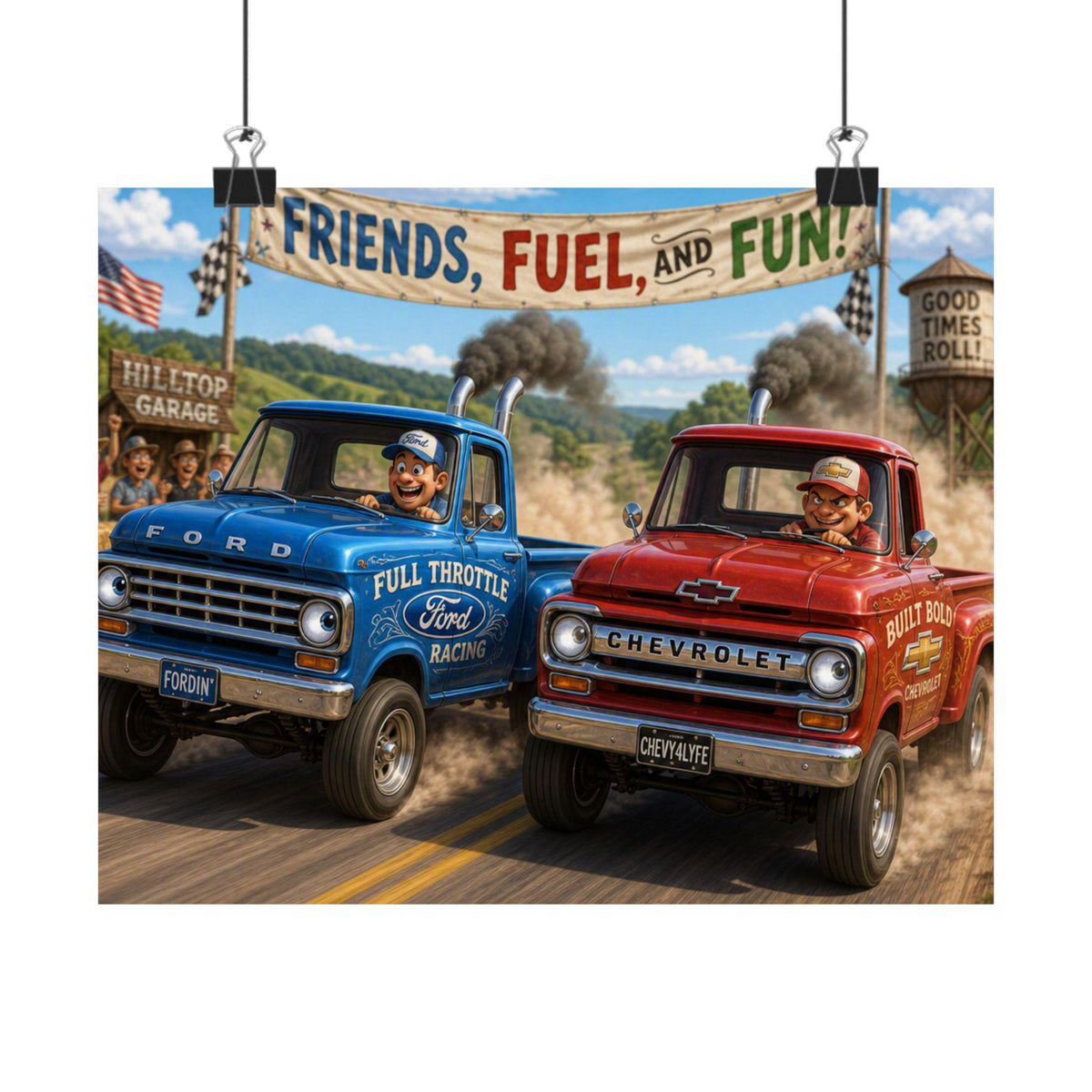 Friends Fuel and Fun vintage truck poster | Matte Horizontal Poster