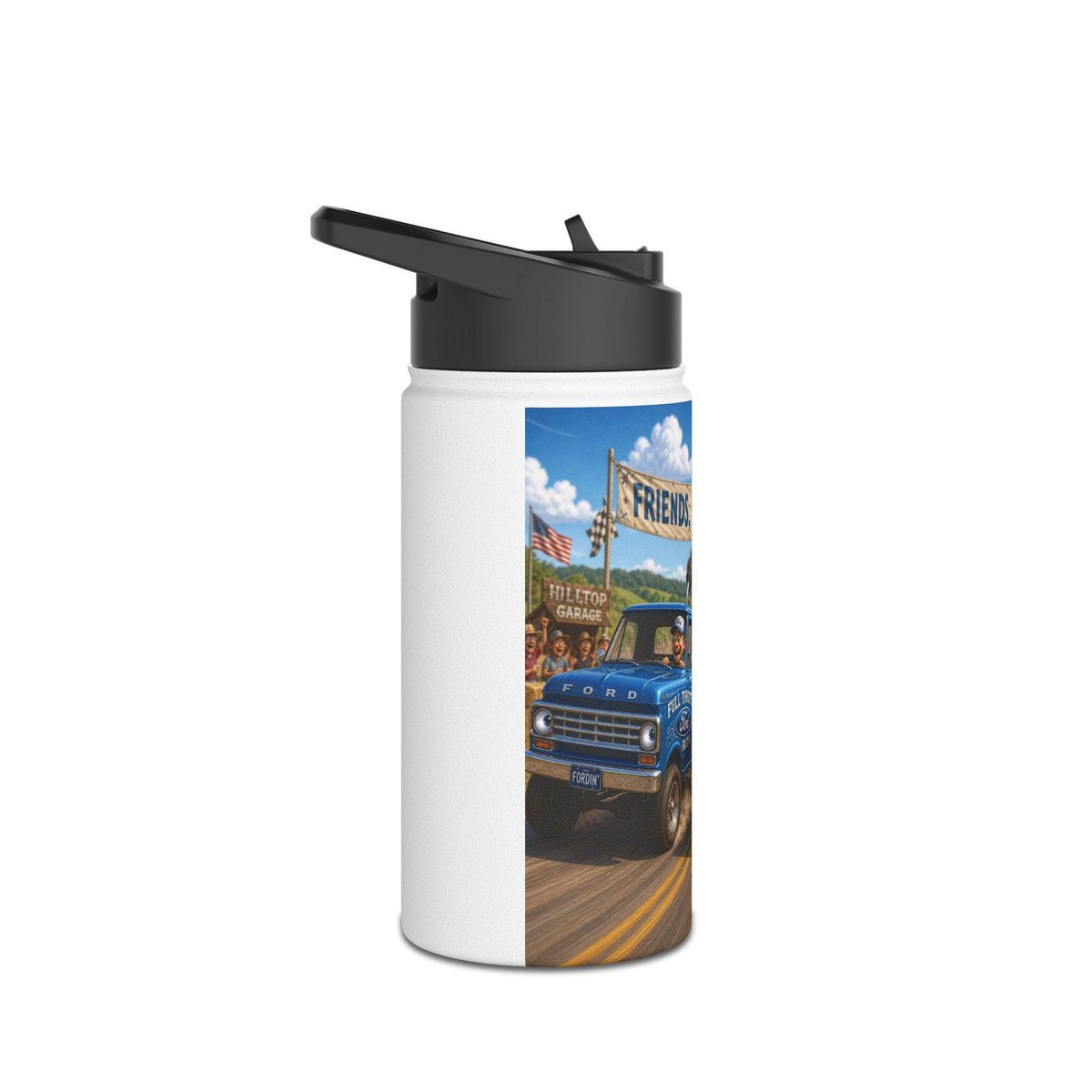 Friends Fuel Fun vintage pickup trucks water bottle | stainless steel bottle