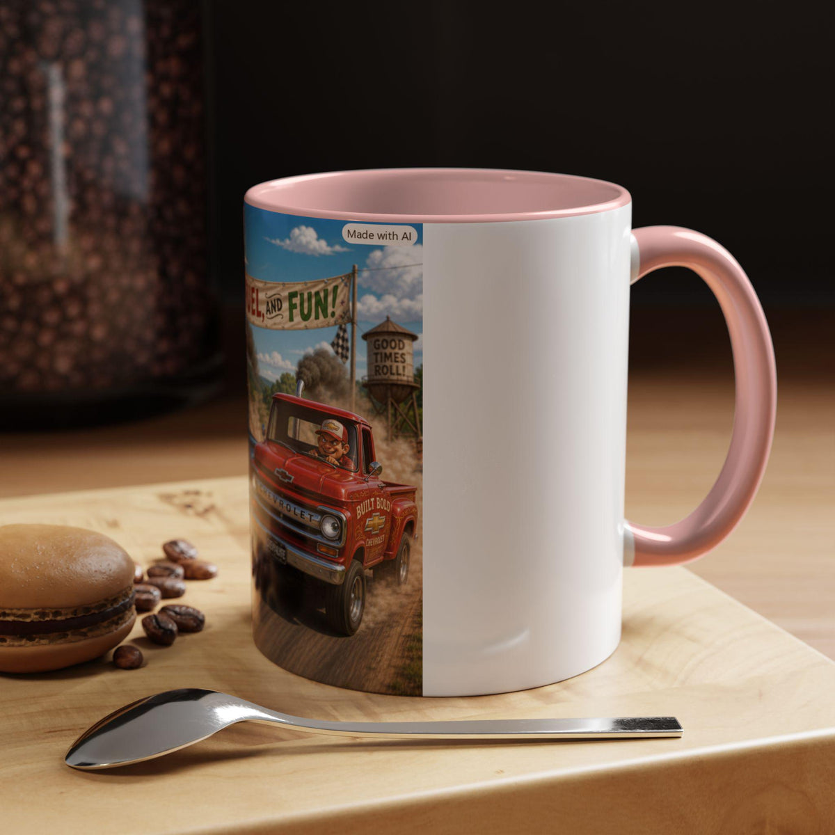 Friends Fuel and Fun Truck Illustration Coffee Mug | Accent 11oz or 15oz