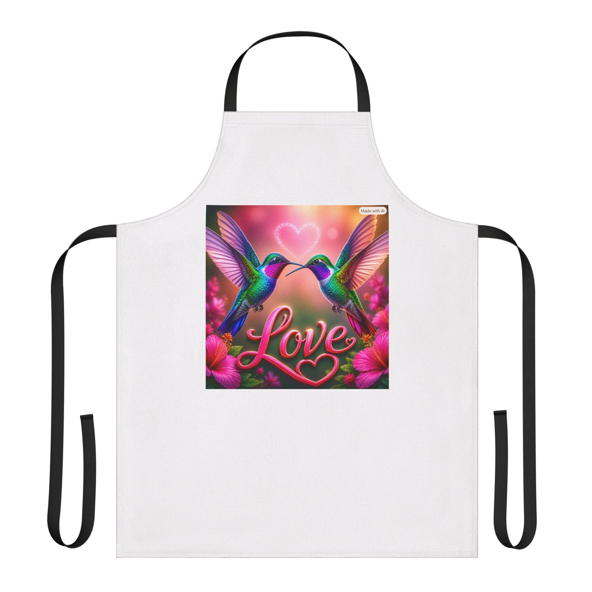 Hummingbird Love Apron | Colorful Heart Kitchen Apron