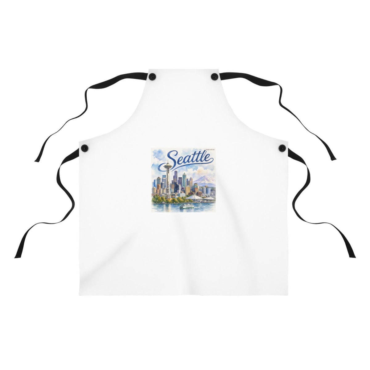 Seattle skyline watercolor Apron | Cityscape, Space Needle, Puget Sound