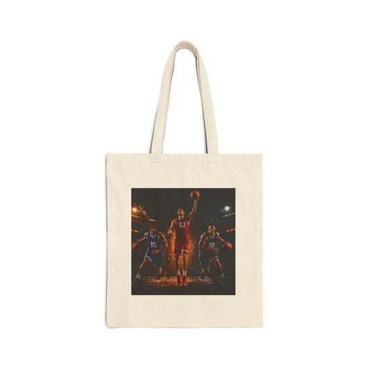 Basketball Action Scene Tote Bag | Slam Dunk Players Court Art