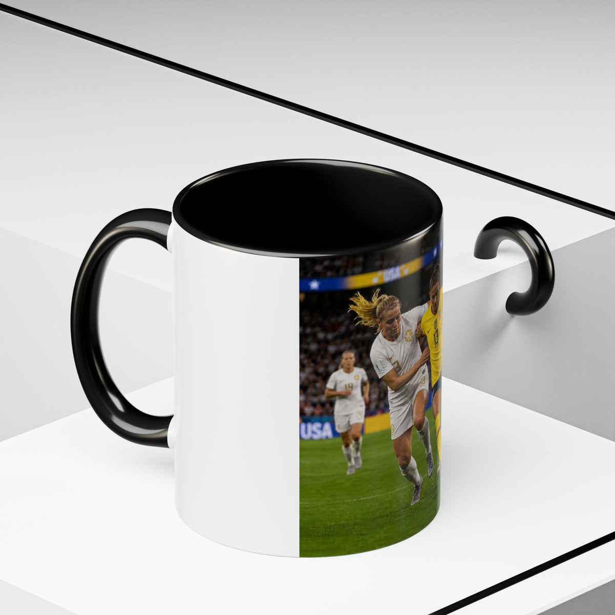 Female Soccer Players Action Shot Mug | Accent Coffee Mug