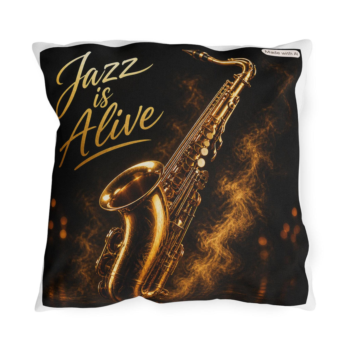 Jazz Is Alive Outdoor Pillow | Saxophone Music Accent Pillow