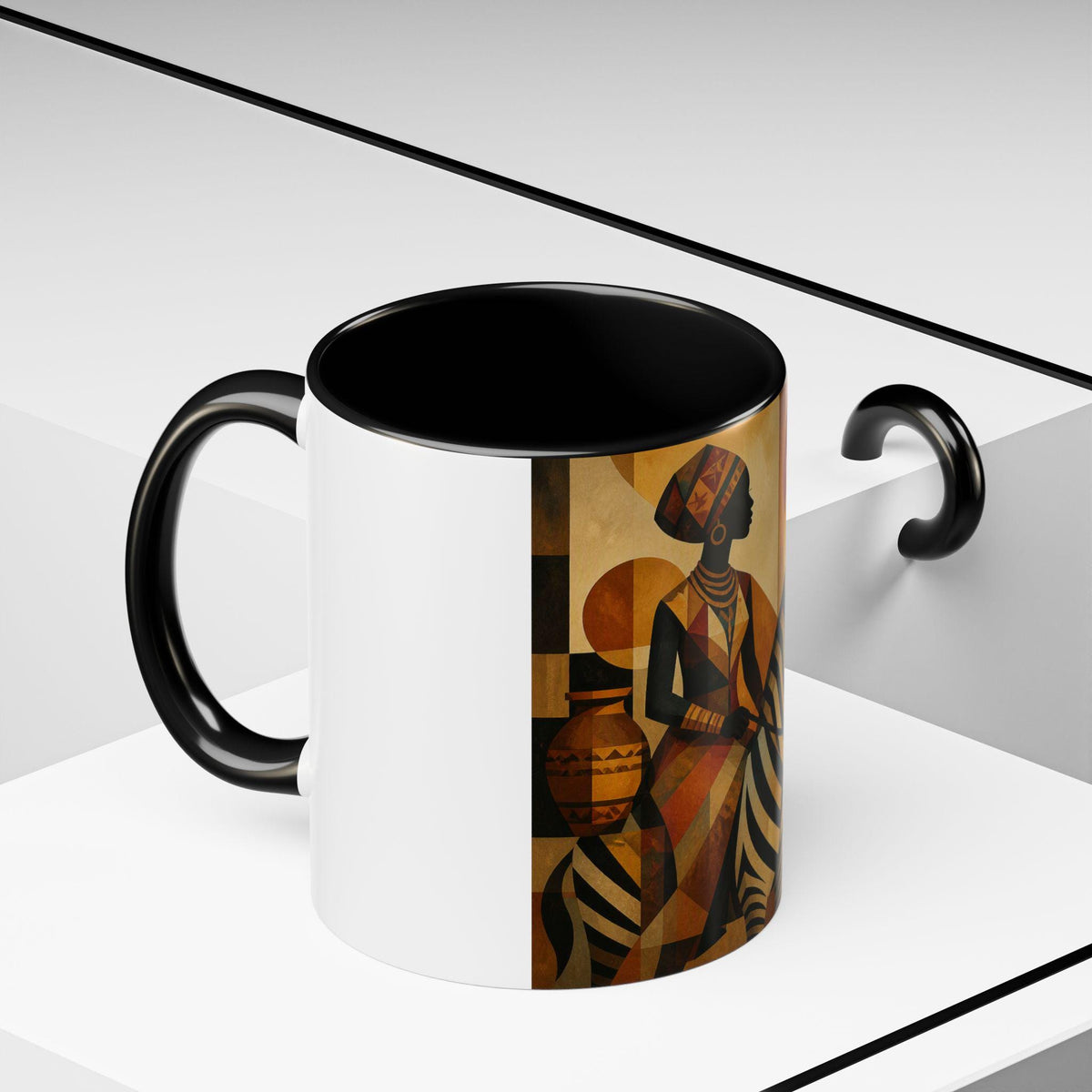 African Safari Zebra and Woman Mug | Accent Coffee Mug 11oz 15oz