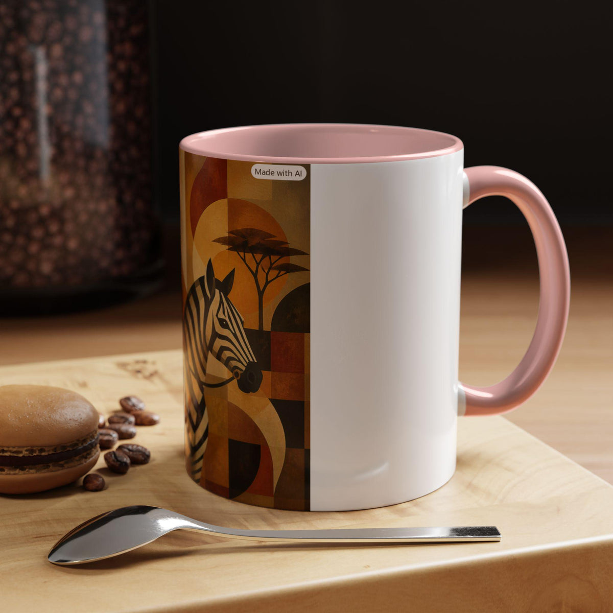 African Safari Zebra and Woman Mug | Accent Coffee Mug 11oz 15oz