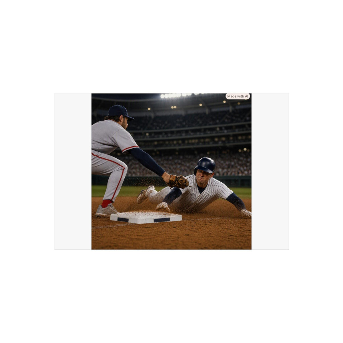 Baseball Slide Fine Art Poster | Vintage Sports Photography, Stadium Action