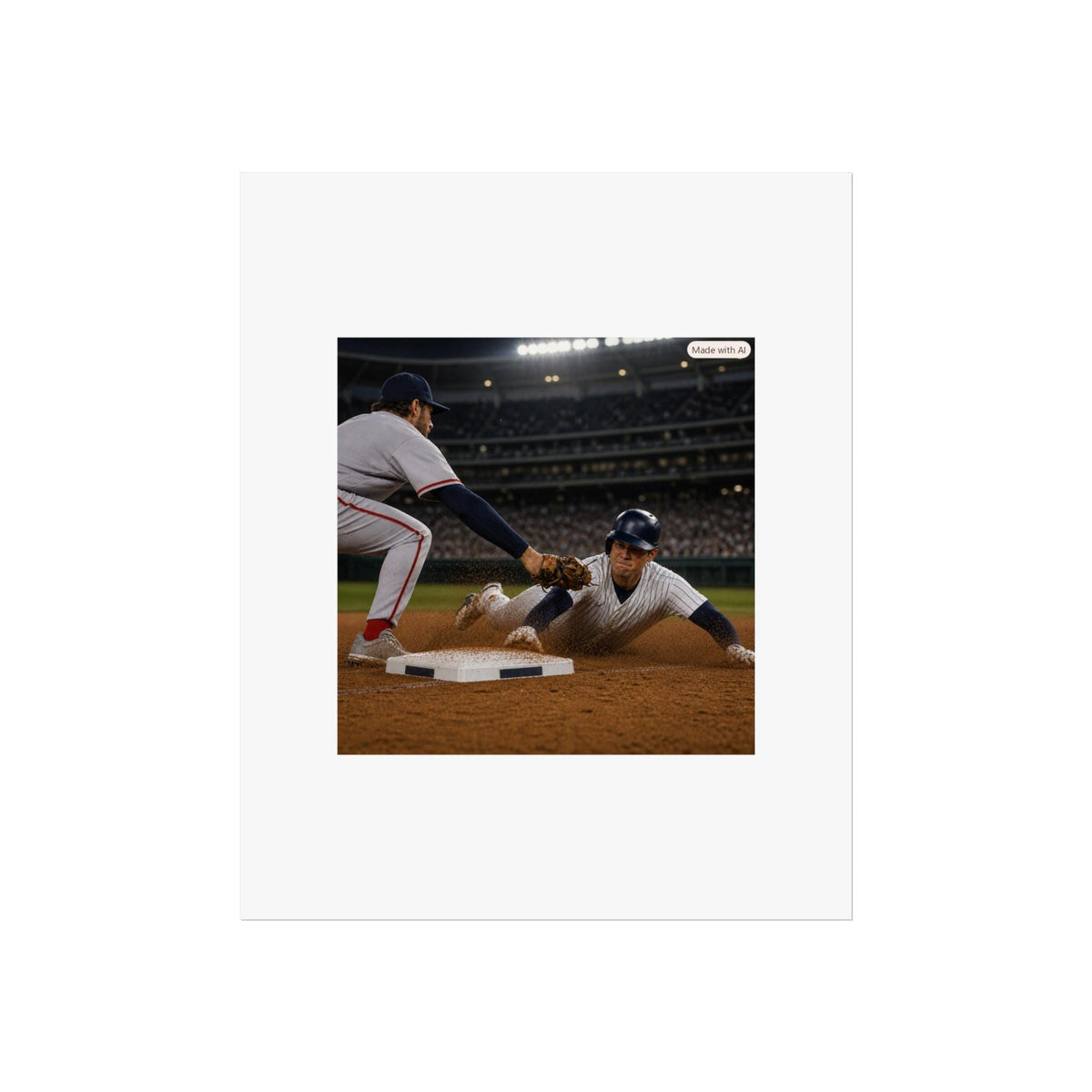 Baseball Slide Fine Art Poster | Vintage Sports Photography, Stadium Action
