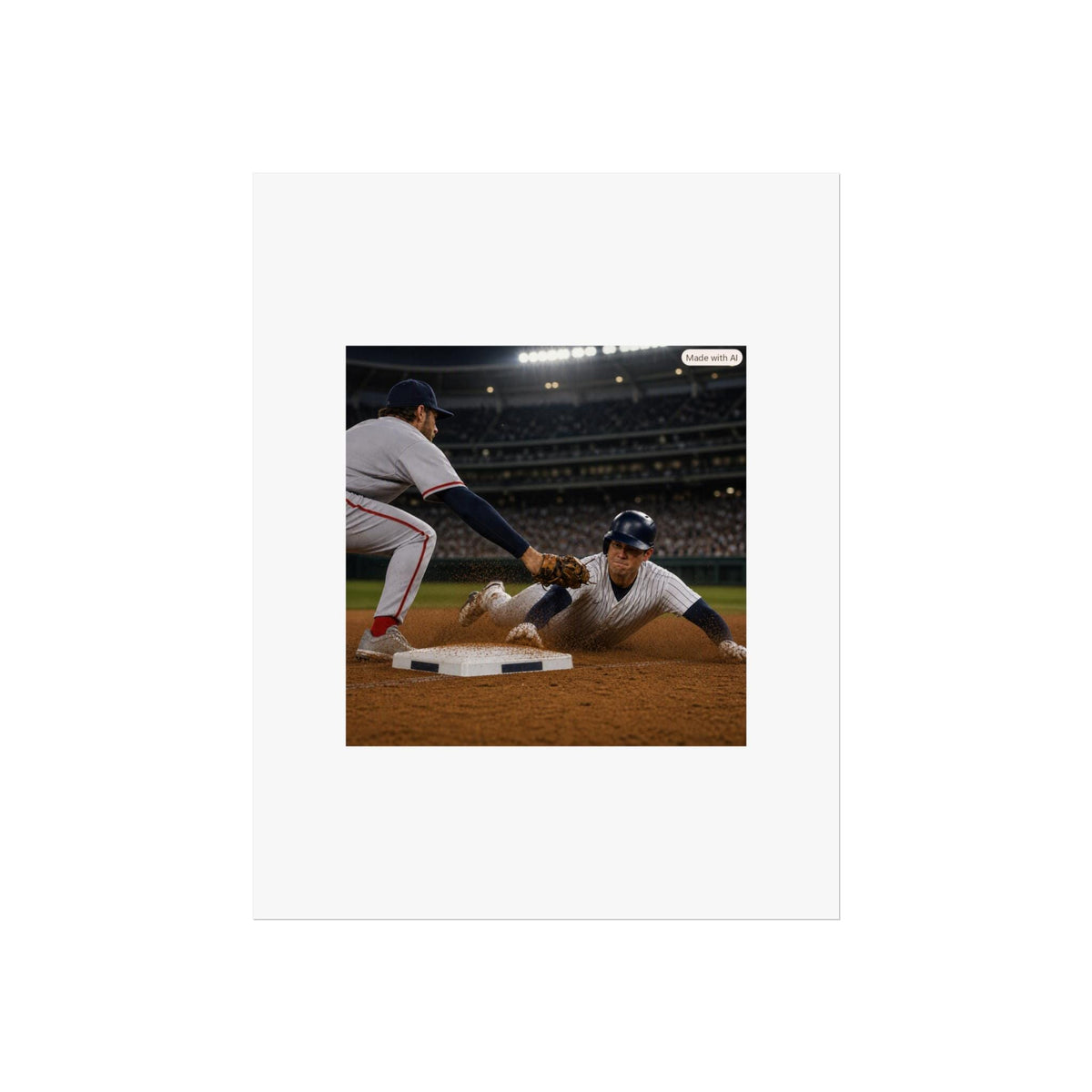 Baseball Slide Fine Art Poster | Vintage Sports Photography, Stadium Action