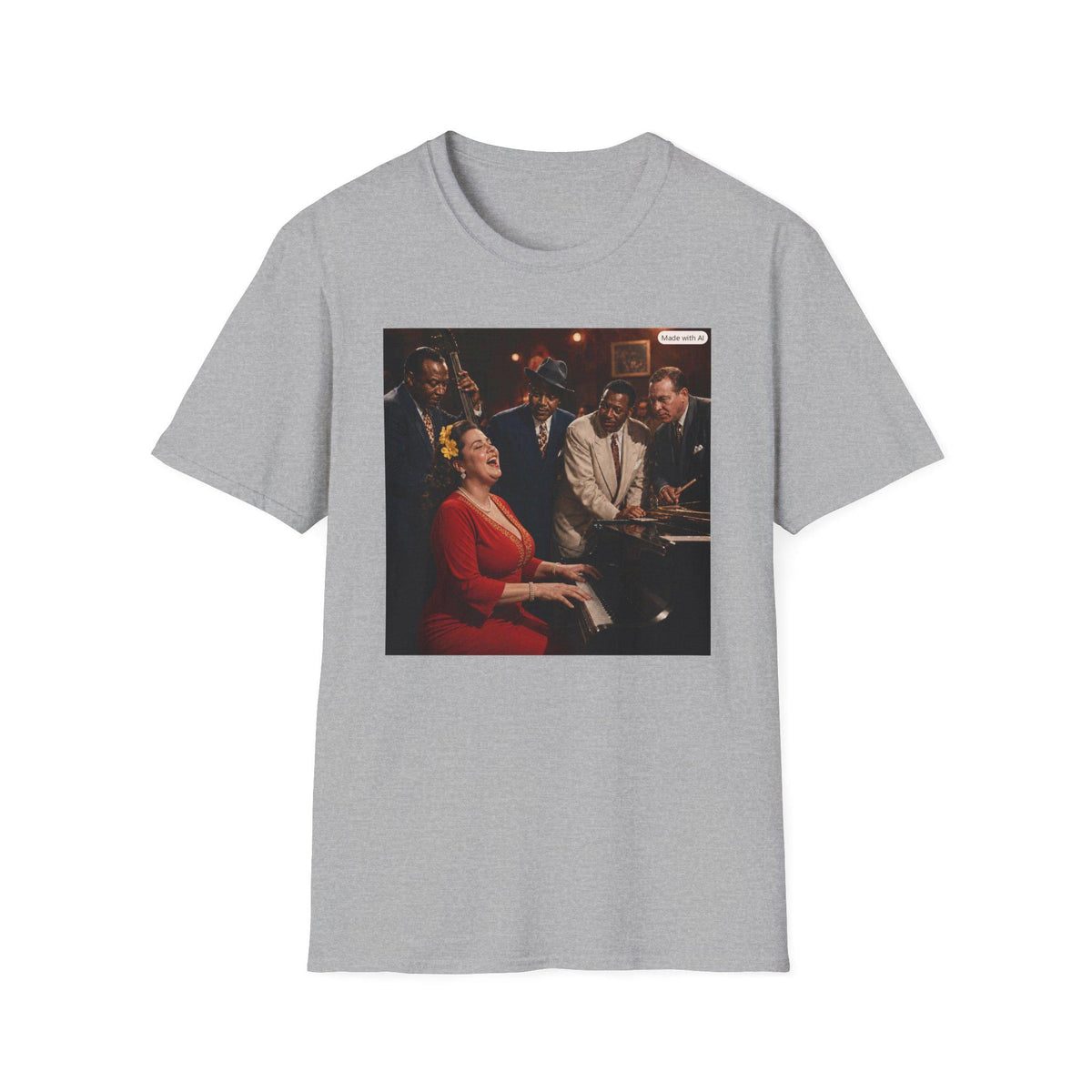 Vintage Jazz Club Scene T-Shirt | Singing Pianist Band