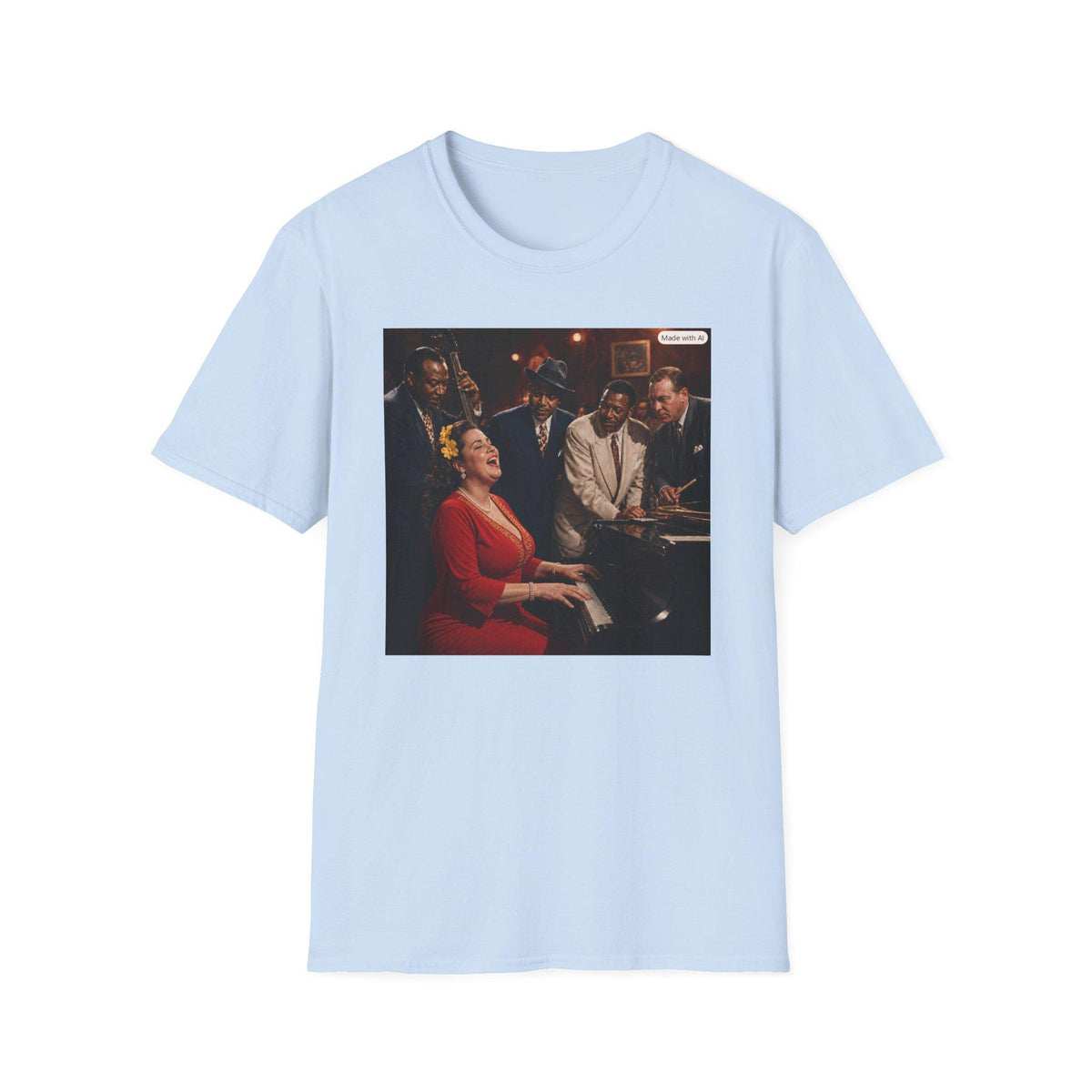 Vintage Jazz Club Scene T-Shirt | Singing Pianist Band