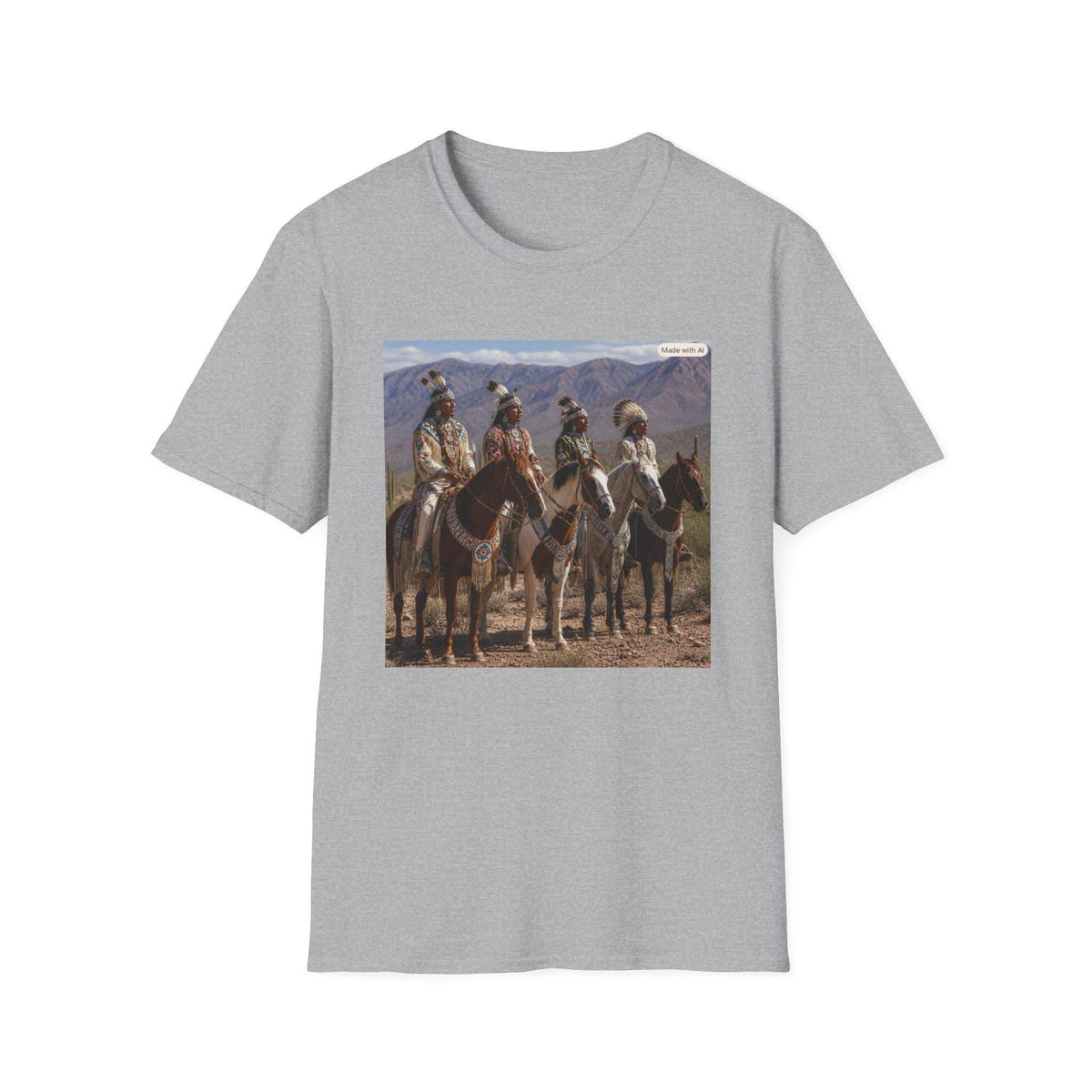 Native American Horsemen Artwork T-Shirt | Vintage Western Native Riders