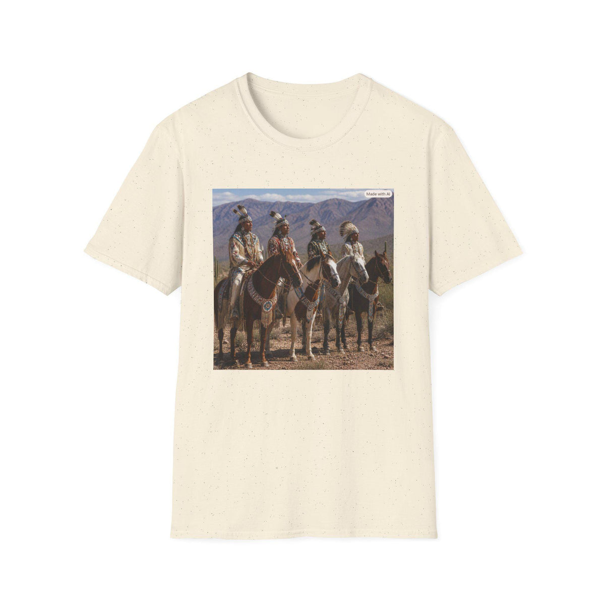 Native American Horsemen Artwork T-Shirt | Vintage Western Native Riders