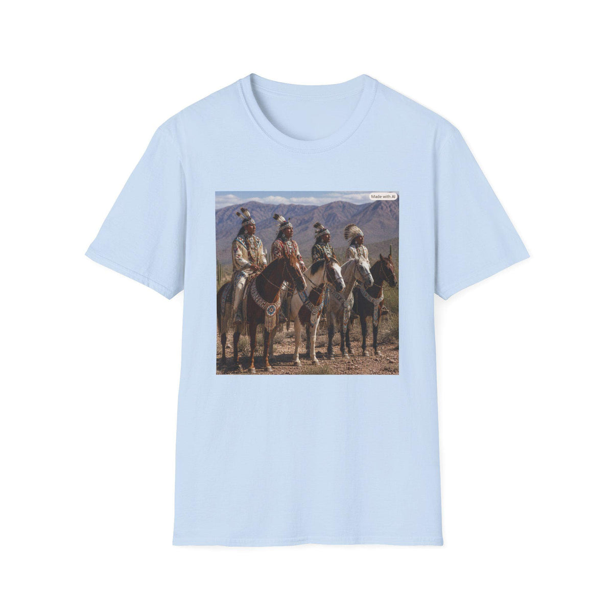 Native American Horsemen Artwork T-Shirt | Vintage Western Native Riders