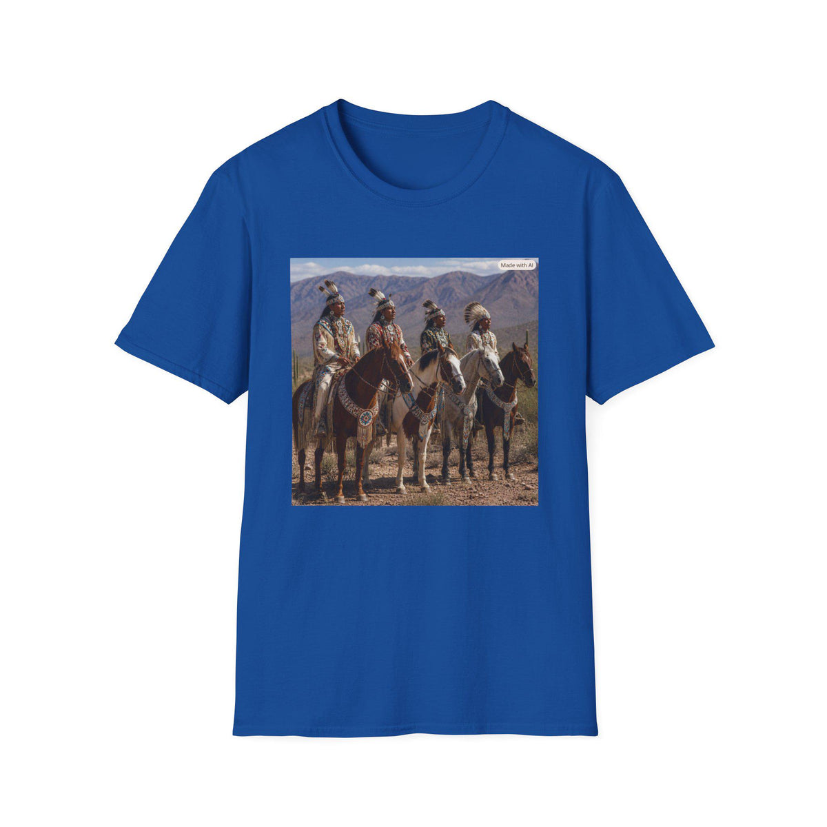 Native American Horsemen Artwork T-Shirt | Vintage Western Native Riders