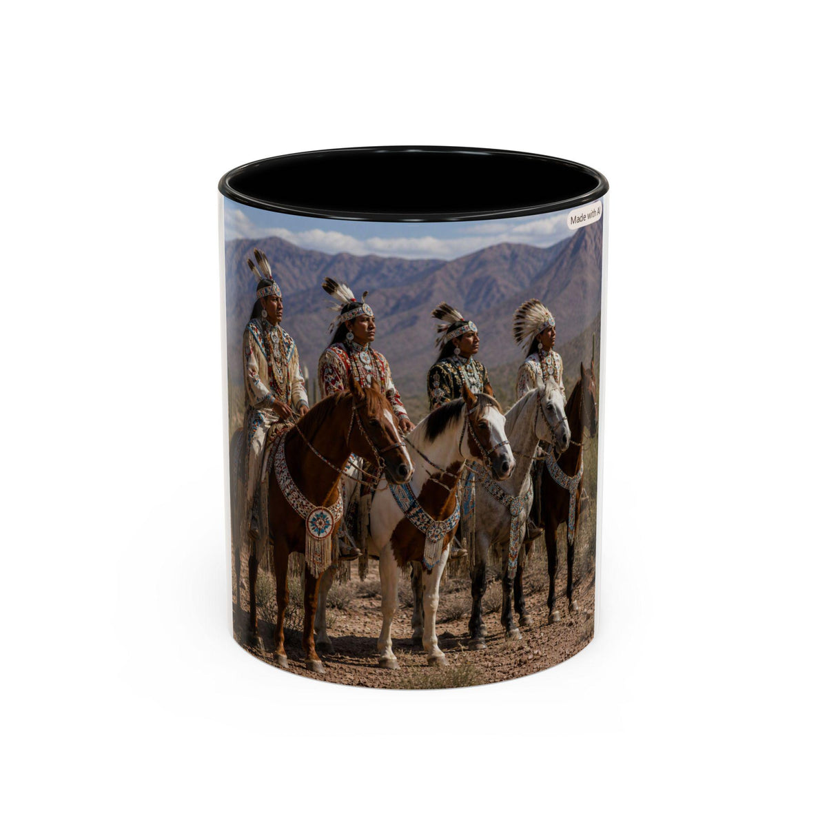 Native American Horse Riders Coffee Mug | Southwestern Desert Scene
