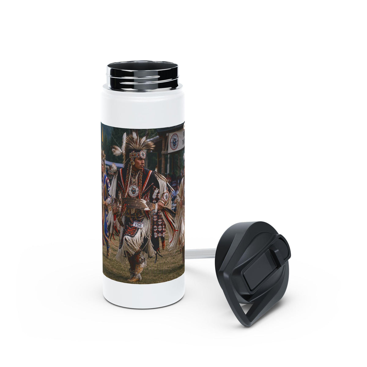 Powwow Dancer Stainless Steel Water Bottle | Native Regalia Travel Bottle