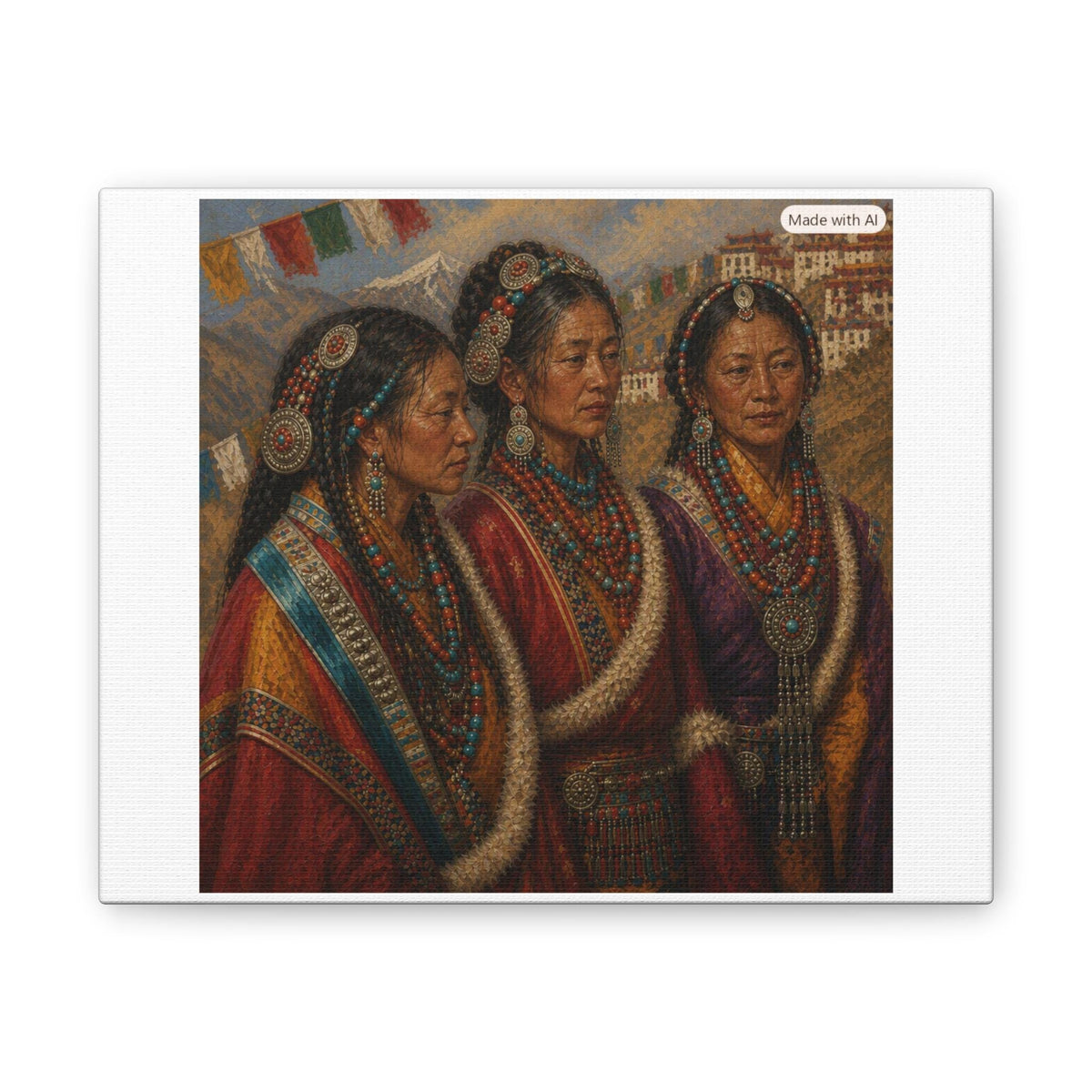 Tibetan Women Portrait Canvas Stretched | 0.75"