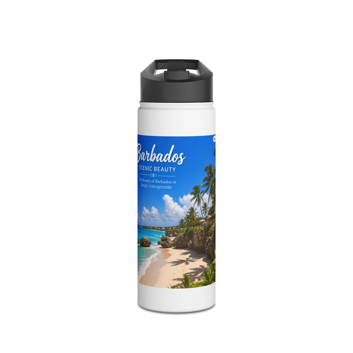 Barbados Scenic Beach Print Stainless Steel Water Bottle