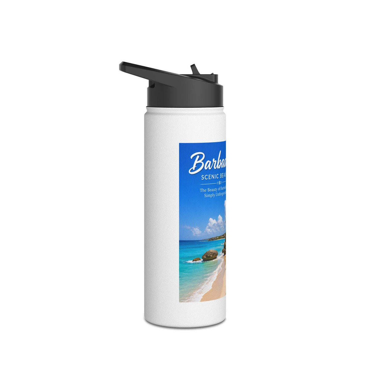 Barbados Scenic Beach Print Stainless Steel Water Bottle