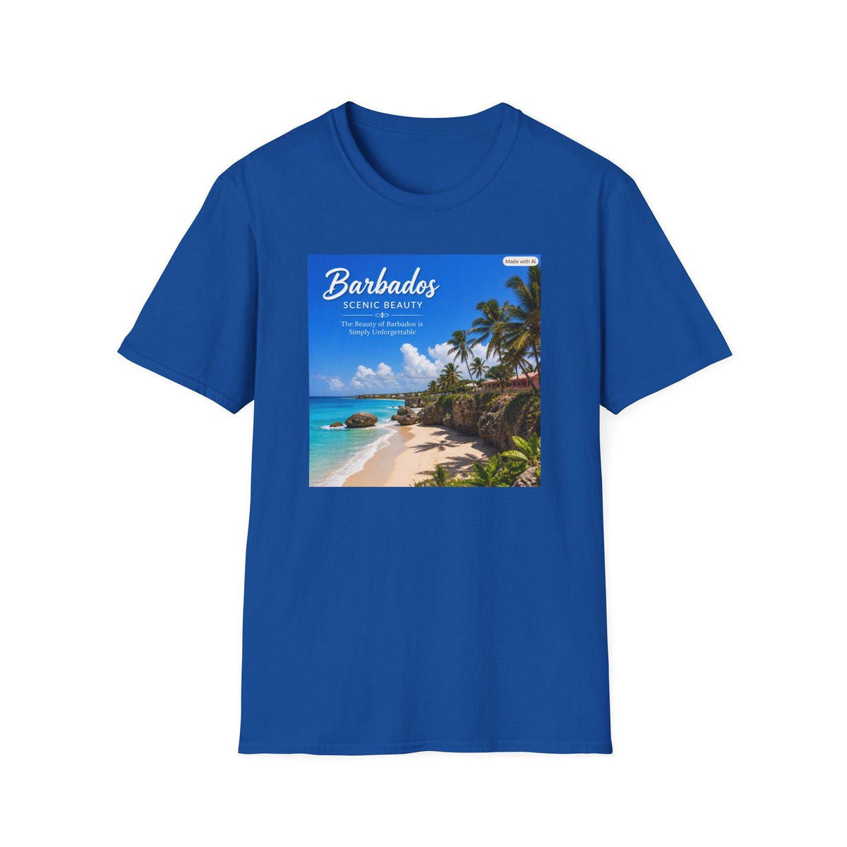 Barbados Scenic Beauty T-Shirt | Tropical Beach Palm Design