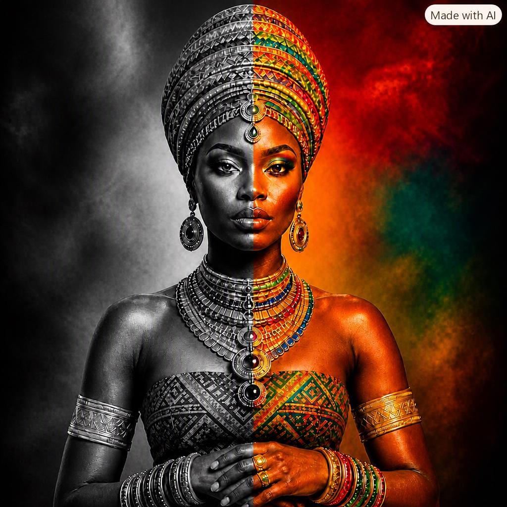 African Queen Portrait: Vibrant Cultural Heritage Art Print