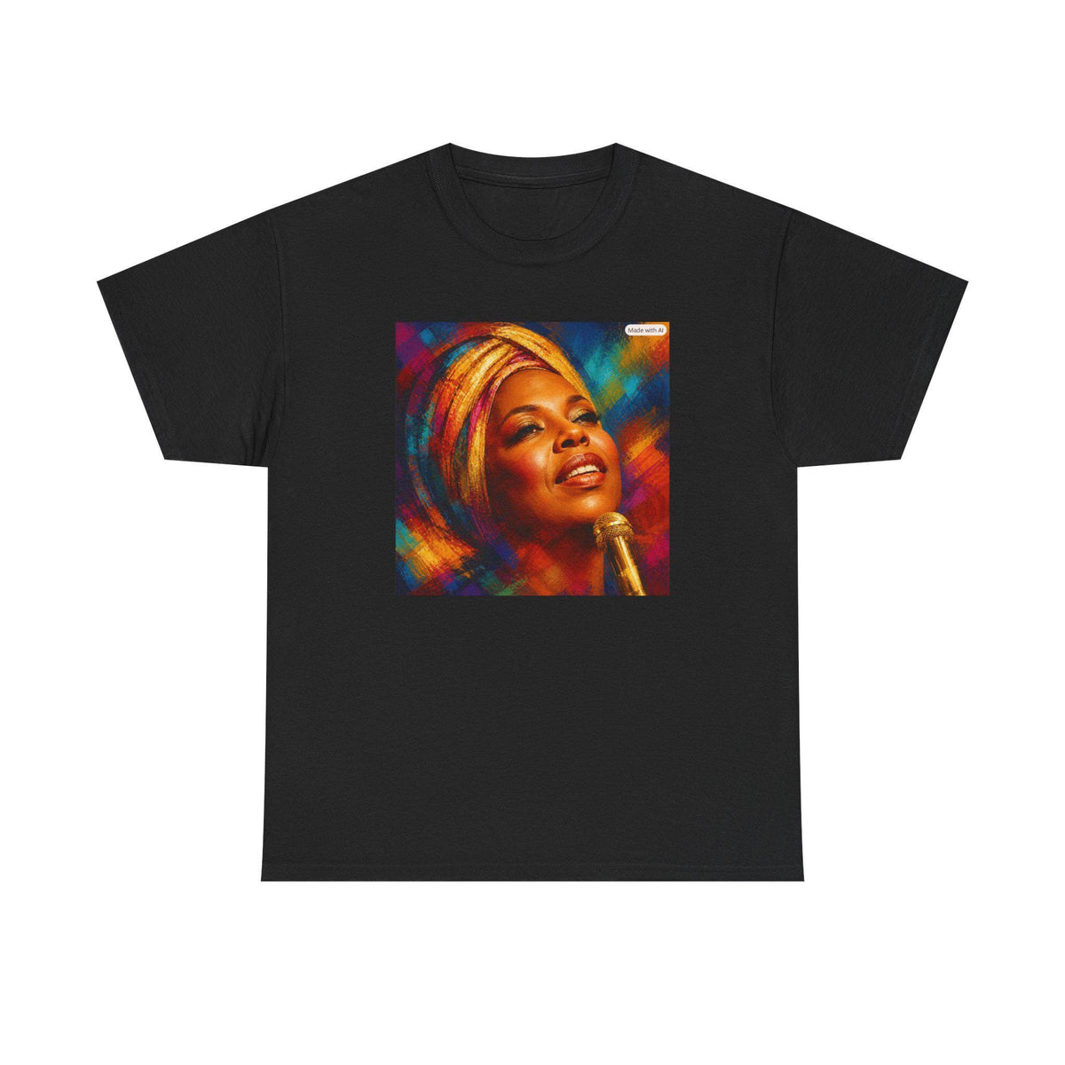 Soulful Singer Portrait Tee | Colorful Music Artwork, Retro Vibes
