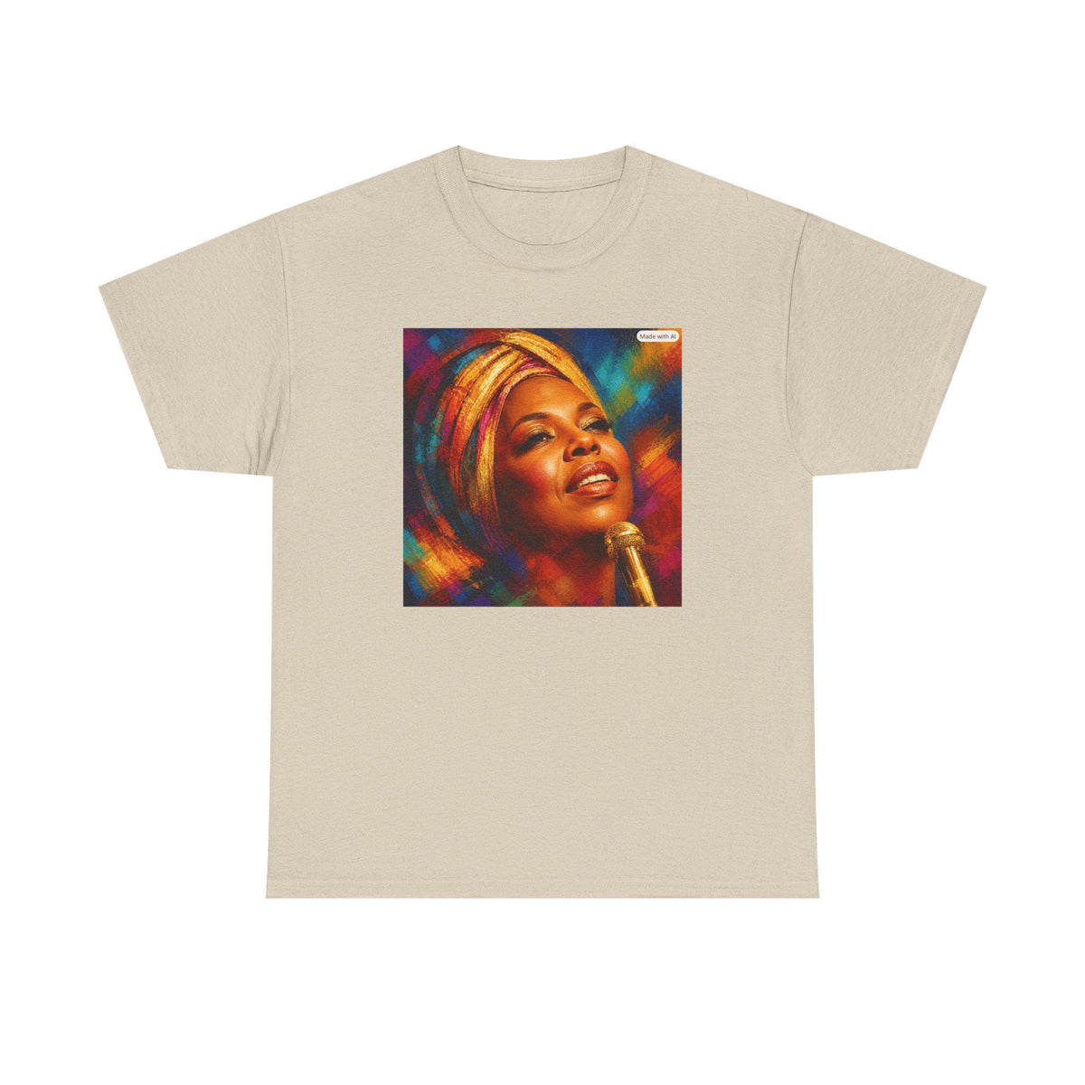 Soulful Singer Portrait Tee | Colorful Music Artwork, Retro Vibes