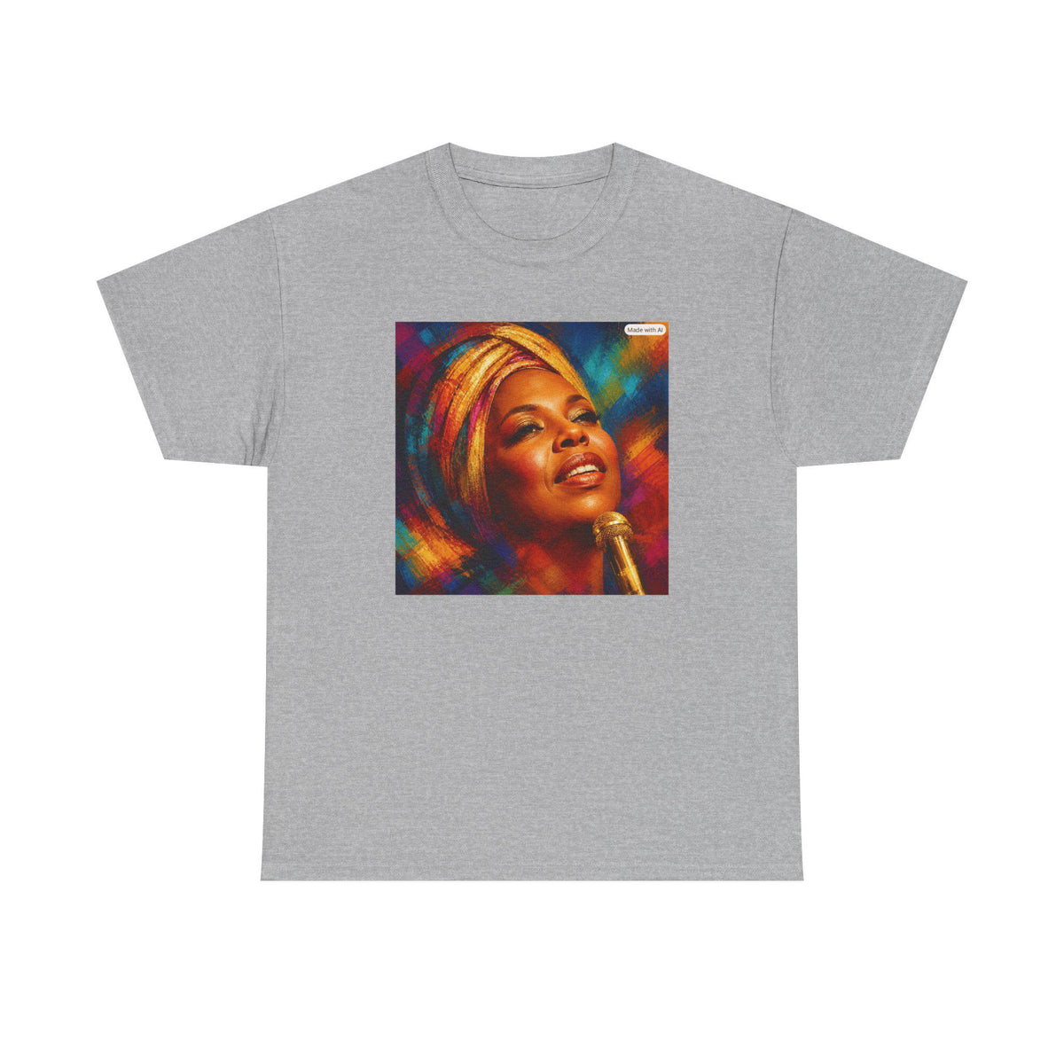 Soulful Singer Portrait Tee | Colorful Music Artwork, Retro Vibes