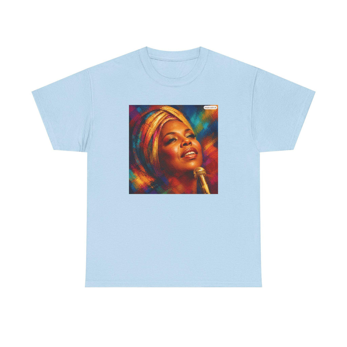 Soulful Singer Portrait Tee | Colorful Music Artwork, Retro Vibes