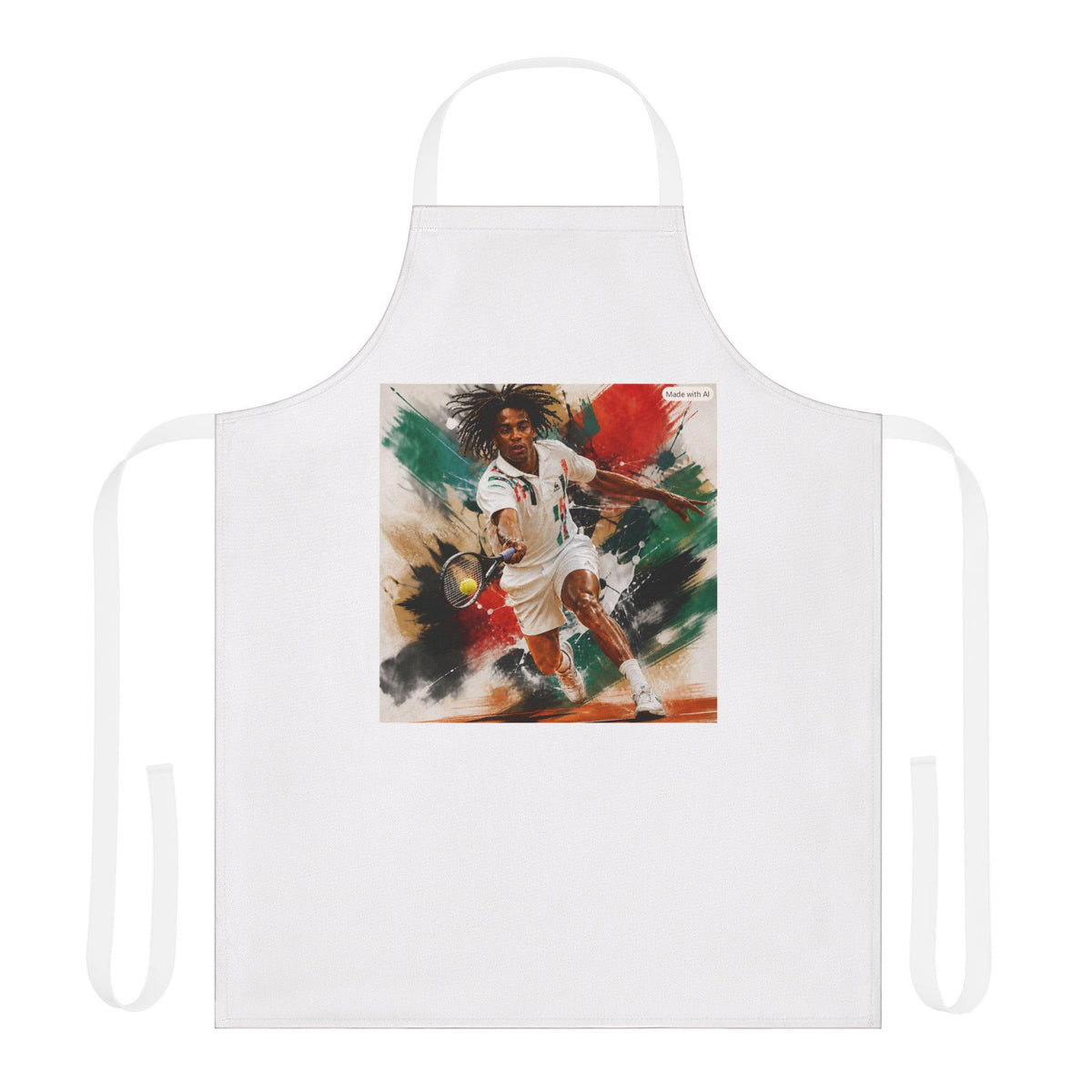 Tennis Action Apron: Bold Painterly Print, Soft Polyester Canvas, Adjustable Fit