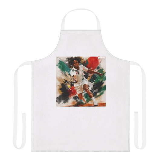 Tennis Action Apron: Bold Painterly Print, Soft Polyester Canvas, Adjustable Fit