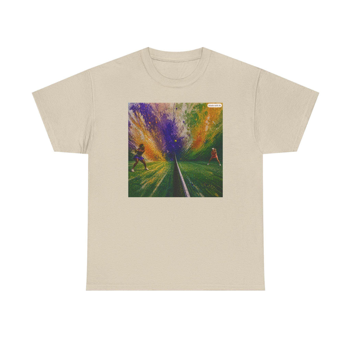 Surreal Tennis Tee | Abstract Cosmic Train Artwork