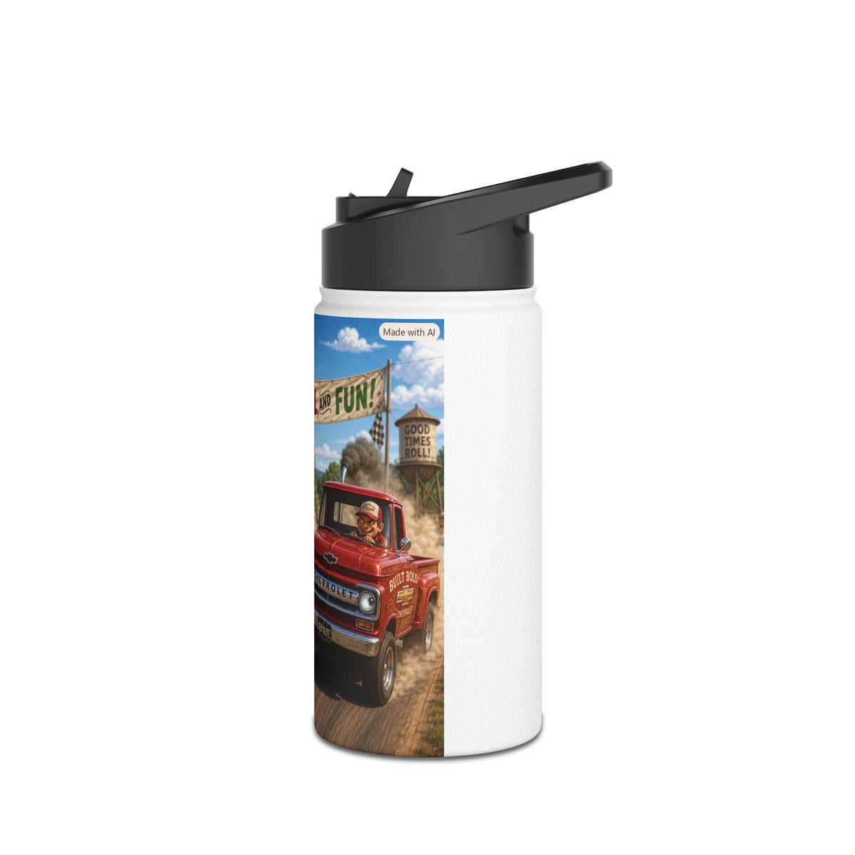 Friends Fuel Fun vintage pickup trucks water bottle | stainless steel bottle