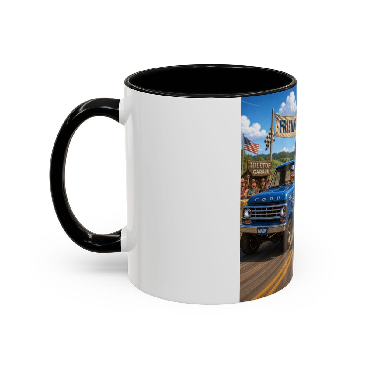 Friends Fuel and Fun Truck Illustration Coffee Mug | Accent 11oz or 15oz