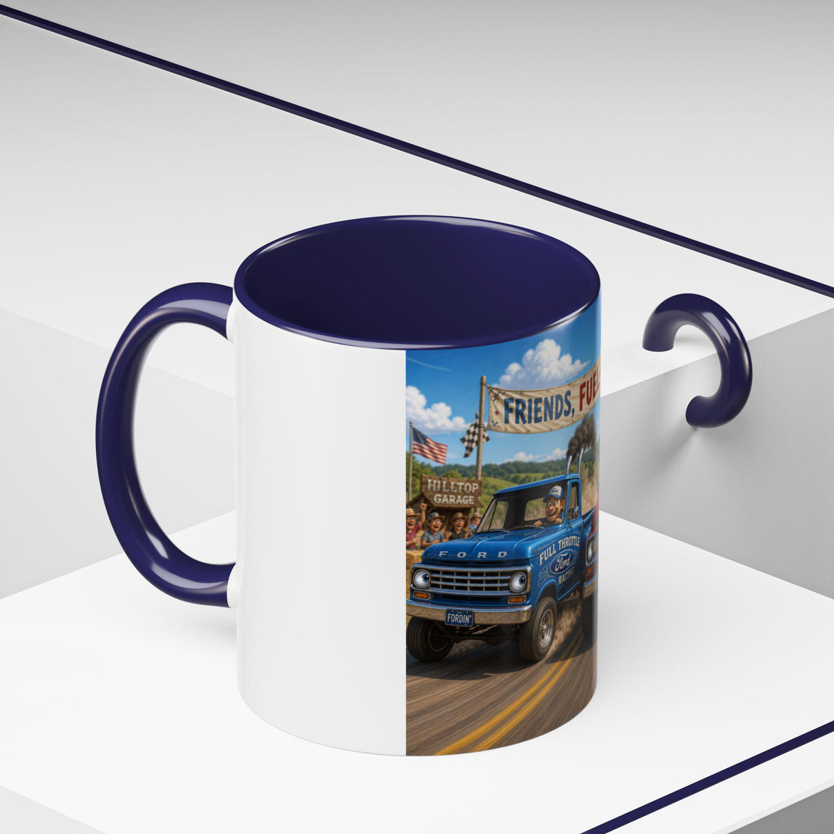 Friends Fuel and Fun Truck Illustration Coffee Mug | Accent 11oz or 15oz