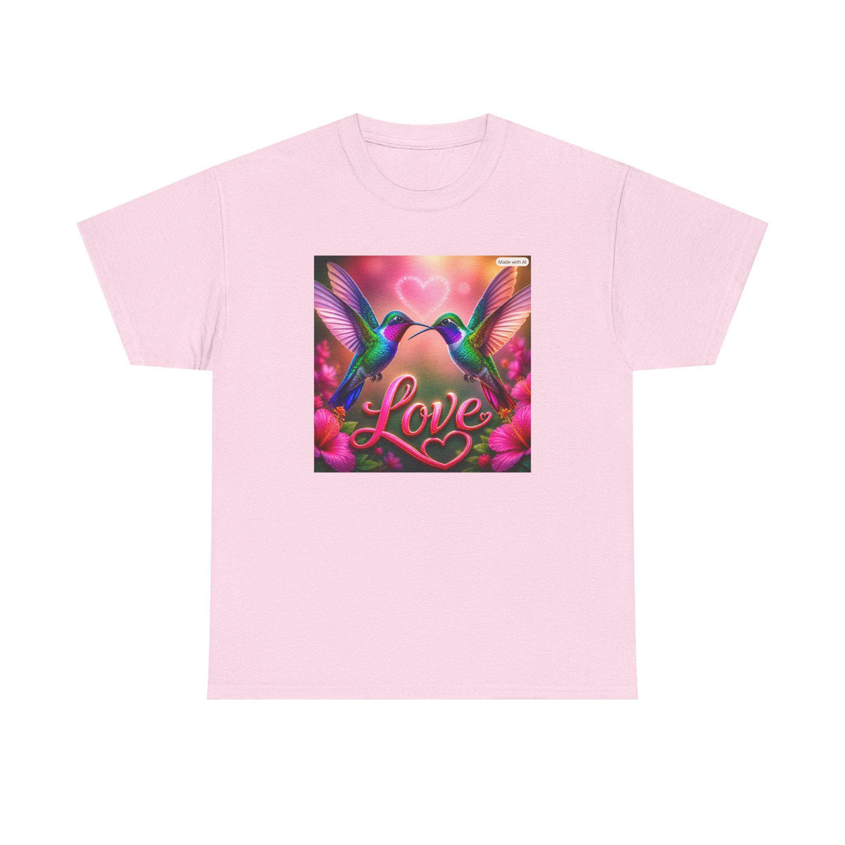 Hummingbird Love Tee | Heart Floral Romantic Design