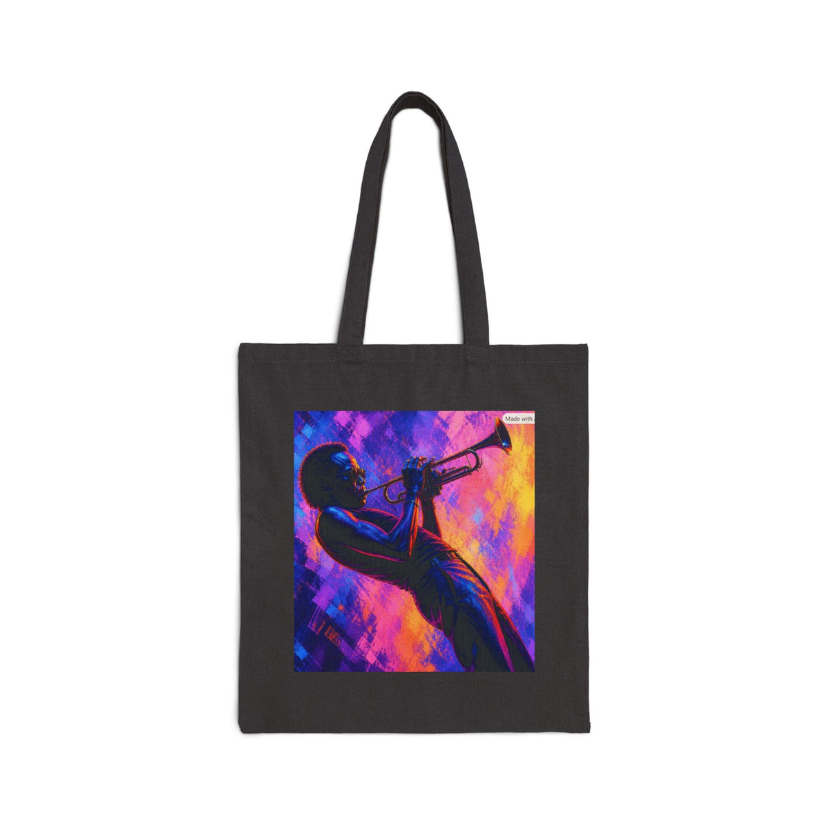 Jazz Trumpet Silhouette Tote Bag | Colorful Sunset Music Artwork