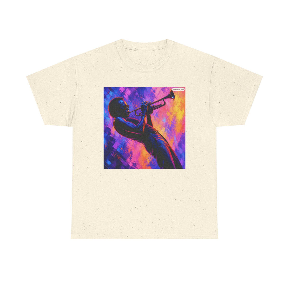 Silhouette Trumpet Player T-Shirt | Neon Jazz Music Art