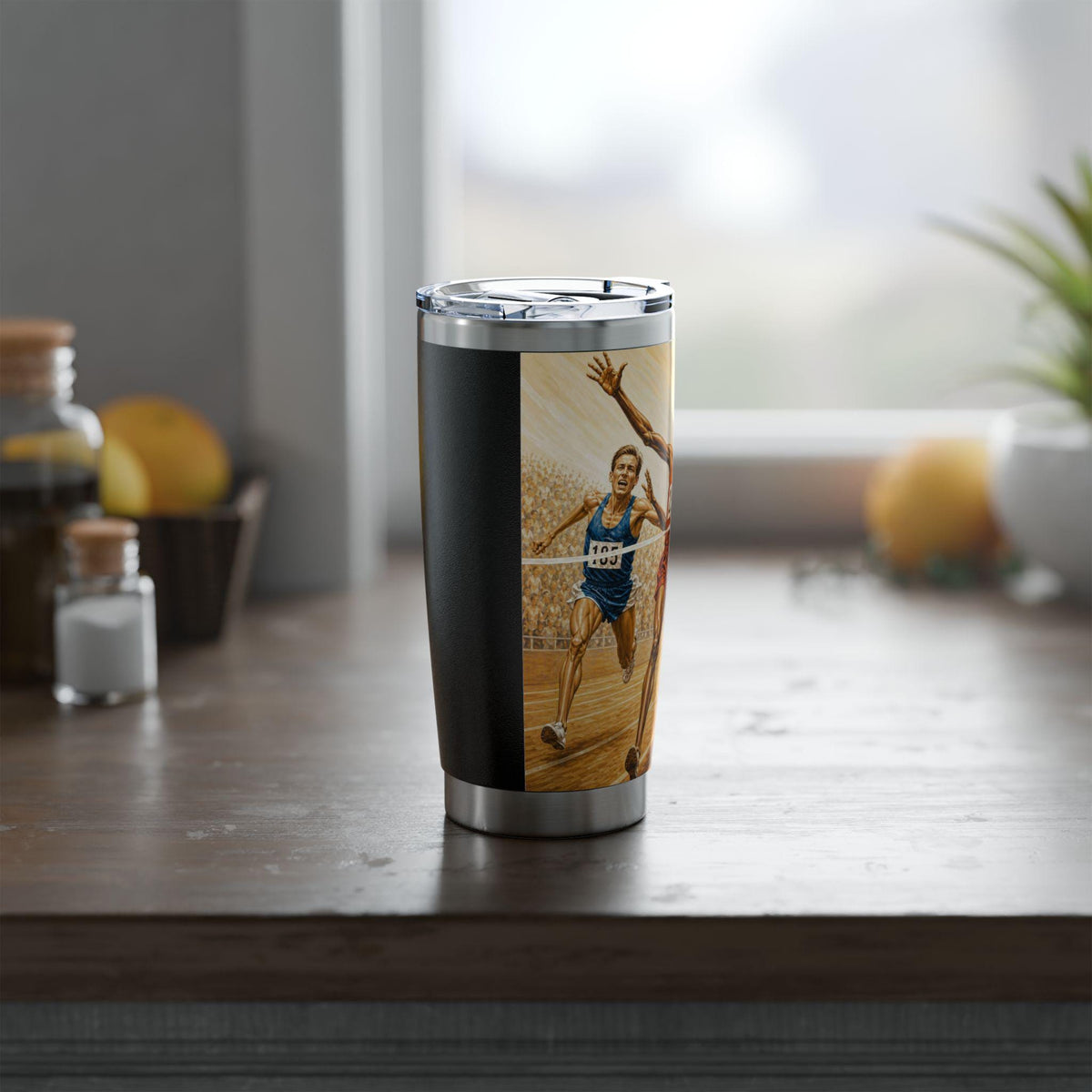 Vintage Track Runner Finish Line Tumbler | Marathon Racing Stainless Steel