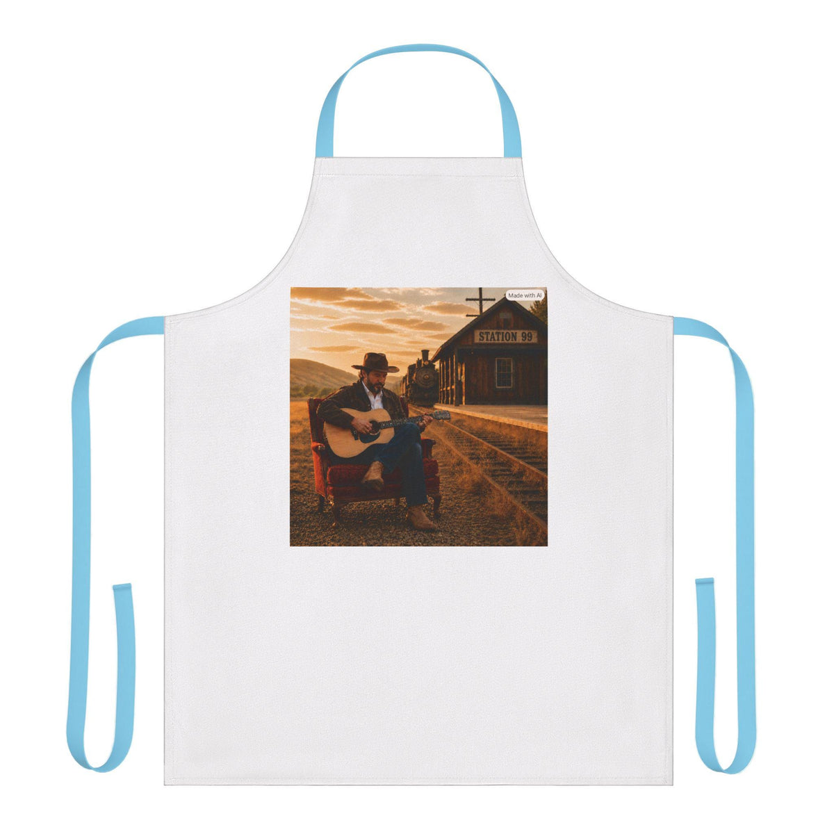 Country Guitarist Playing at Train Station Apron | Musician Cooking Apron