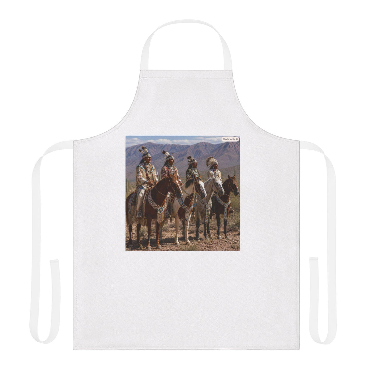 Native American on Horses Apron | Western Rodeo Ranch Scene