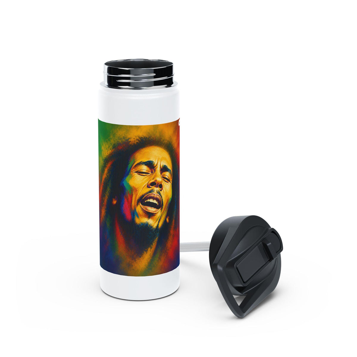 Reggae Portrait Stainless Steel Water Bottle | Colorful
